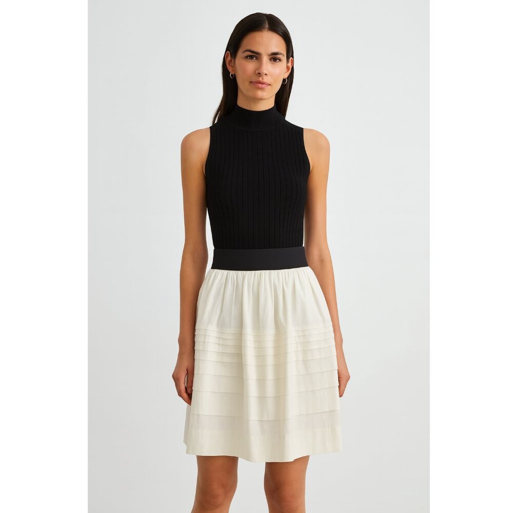 Theory "Zelai" knee-length A-line linen skirt $228 white/cream color